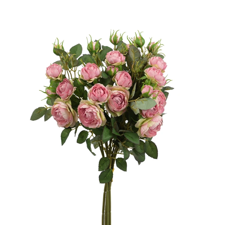 Sztuczna wiązka mini gałązek róż w kolorze różowo/zielonym 50 cm