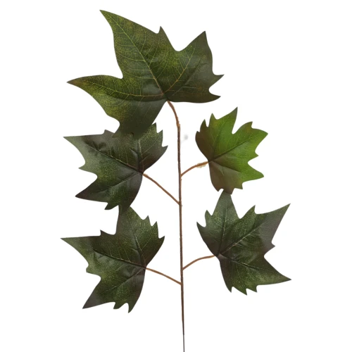 Sztuczny liść klonu w kolorze zielono/fioletowym 55 cm