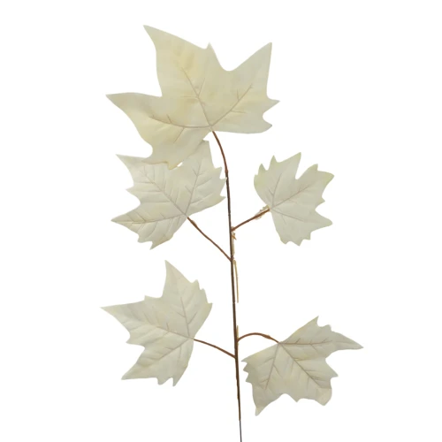 Sztuczny liść klonu w kolorze kremowym 55 cm