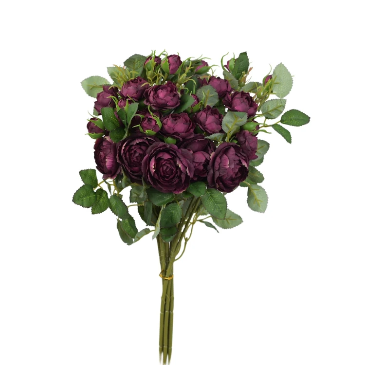 Sztuczna wiązka mini gałązek róż w kolorze bordowym 50 cm