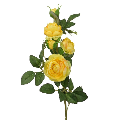 Sztuczna wiązka mini gałązek róż w kolorze żółtym 50 cm