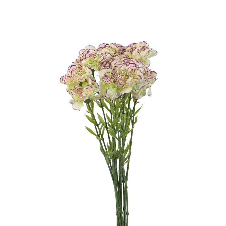 Kwiat sztuczny pojedynczy goździk w kolorze zielono/fioletowym 68 cm