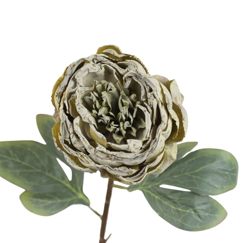 Sztuczna piwonia pojedyncza w kolorze zielonym 57 cm