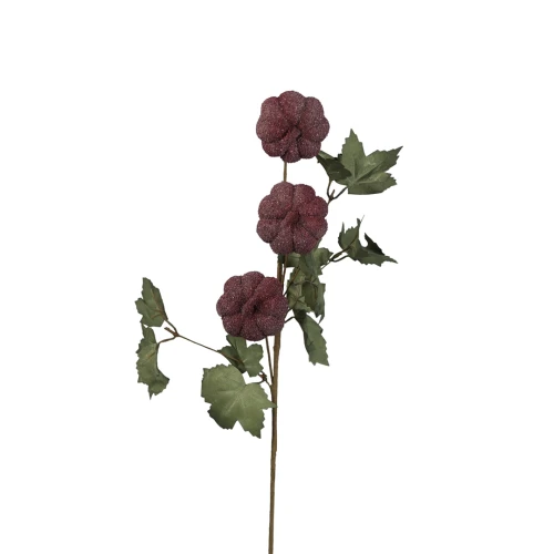 Sztuczna dynia gałązkowa x3 w kolorze bordowym 70 cm