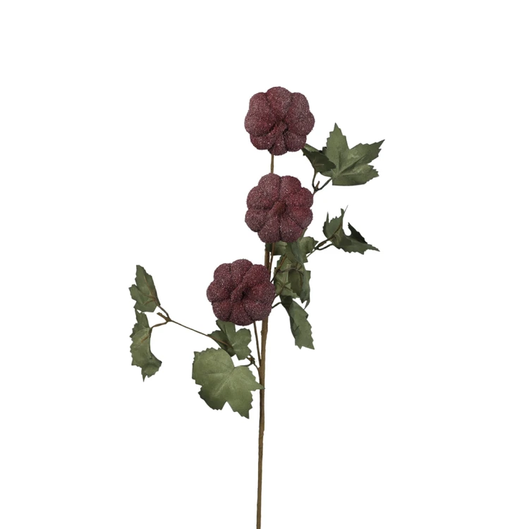 Sztuczna dynia gałązkowa x3 w kolorze bordowym 70 cm
