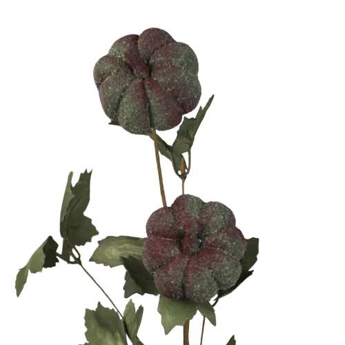 Sztuczna dynia gałązkowa x3 w kolorze zielono/bordowym 70 cm