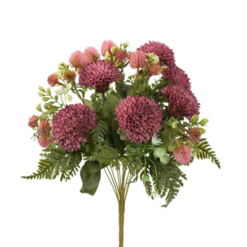 Sztuczny bukiet czosnku z dodatkami w kolorze fiołkowo/różowym 44 cm