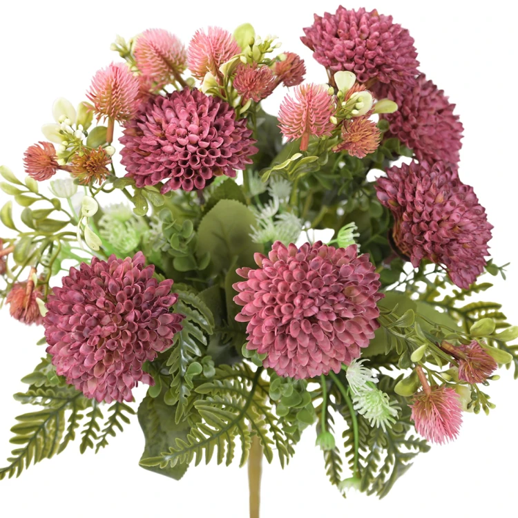 Sztuczny bukiet czosnku z dodatkami w kolorze fiołkowo/różowym 44 cm