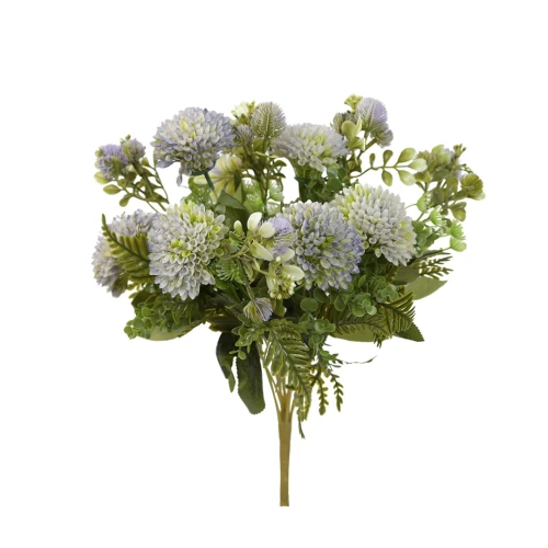 Sztuczny bukiet czosnku z dodatkami w kolorze jasno niebieskim 44 cm