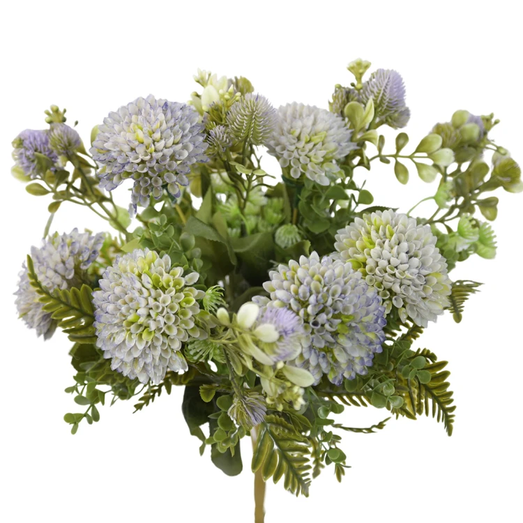 Sztuczny bukiet czosnku z dodatkami w kolorze jasno niebieskim 44 cm
