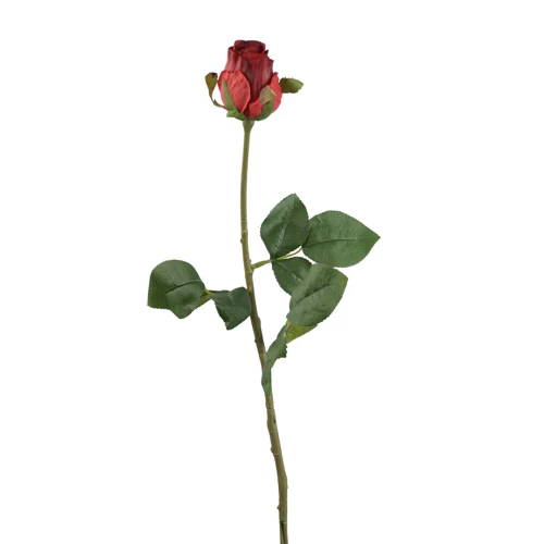 Sztuczna gumowa róża w pąku w kolorze czerwonym 70 cm