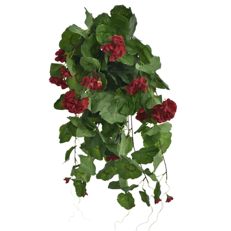 Sztuczna pelargonia zwis w kolorze czerwonym 65 cm