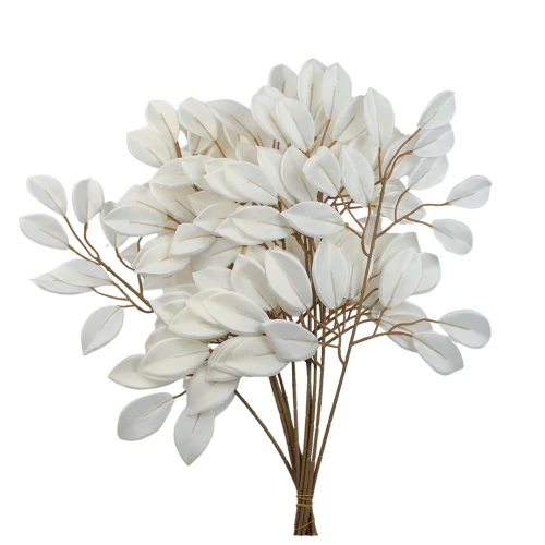 Sztuczny liść beniamin w kolorze białym 55 cm