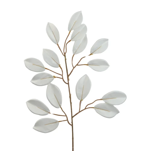 Sztuczny liść beniamin w kolorze białym 55 cm