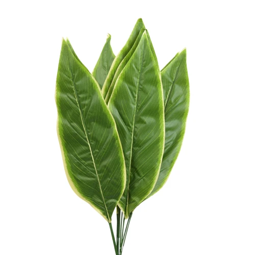 Sztuczny liść heliconia w kolorze zielonym 55 cm