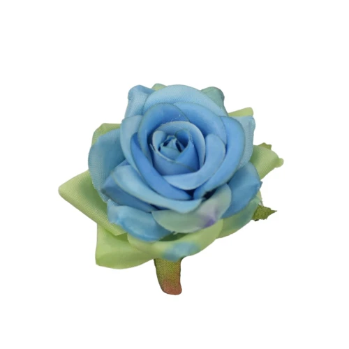 Sztuczna mini róża w kolorze niebieskim 5 cm