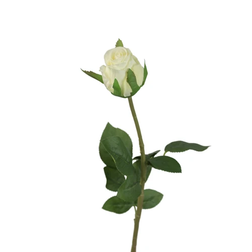 Sztuczna gumowa róża w pąku w kolorze kremowym 70 cm