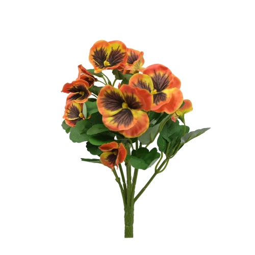 Sztuczny bratek w bukiecie mix 2 w kolorze herbacianym 30 cm