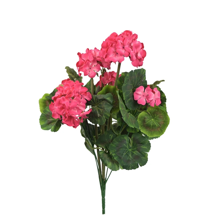 Sztuczny bukiet pelargonii w kolorze soczystym różu 47 cm