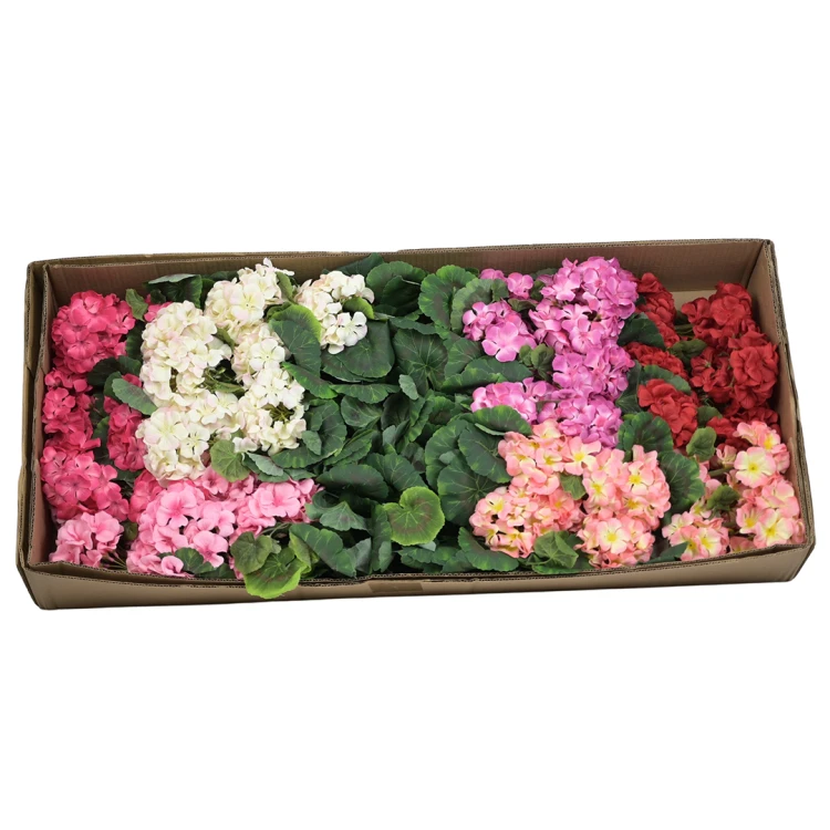Sztuczny bukiet pelargonii mix 3 cały karton 47 cm