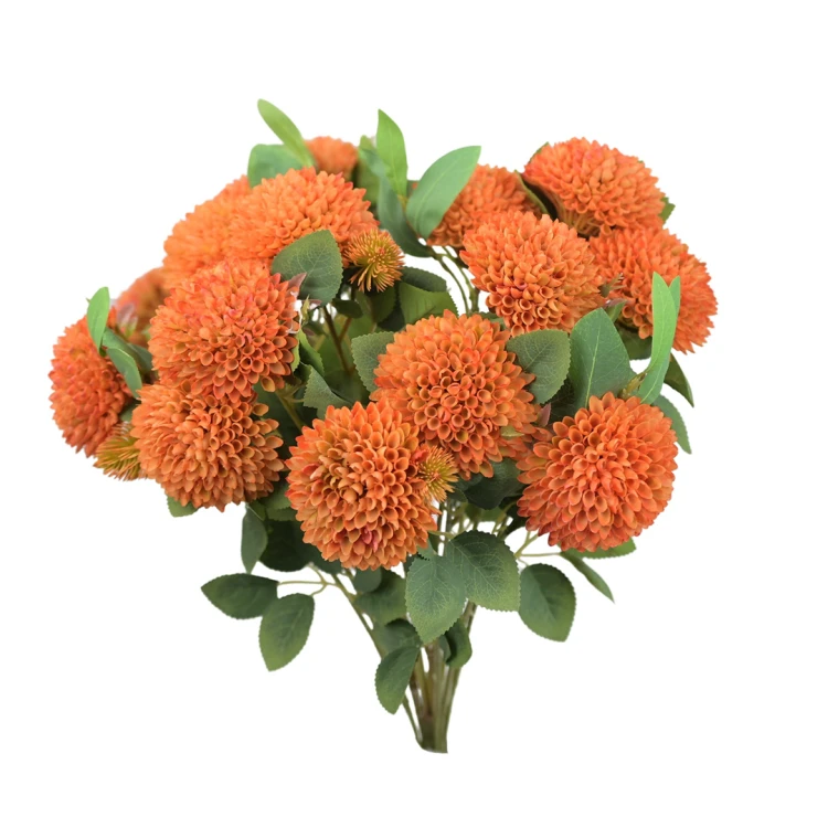 Sztuczny duży bukiet czosnku x15 w kolorze pomarańczowym 47 cm
