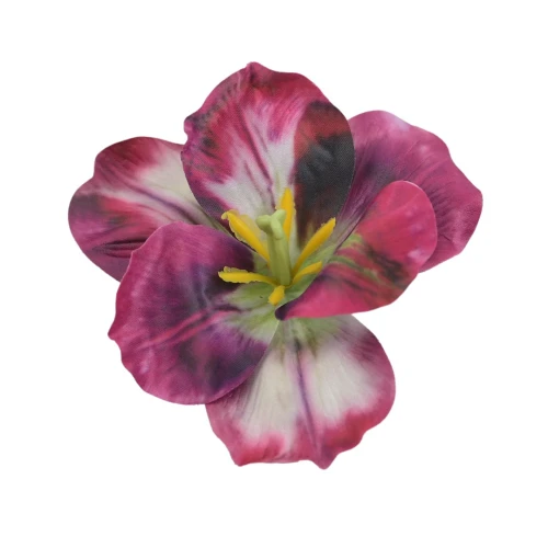 Sztuczna główka irysa w kolorze fuksja/czarny 12 cm
