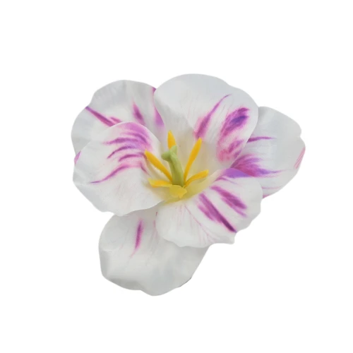 Sztuczna główka irysa w kolorze biało/fioletowym 12 cm