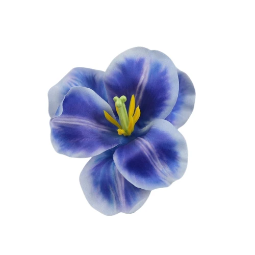 Sztuczna główka irysa w kolorze niebiesko/białym 12 cm