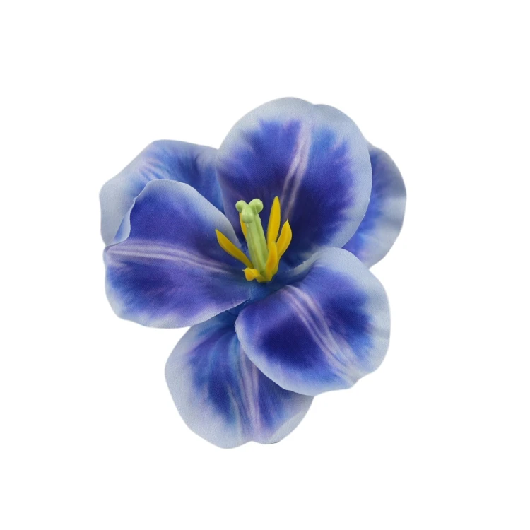 Sztuczna główka irysa w kolorze niebiesko/białym 12 cm