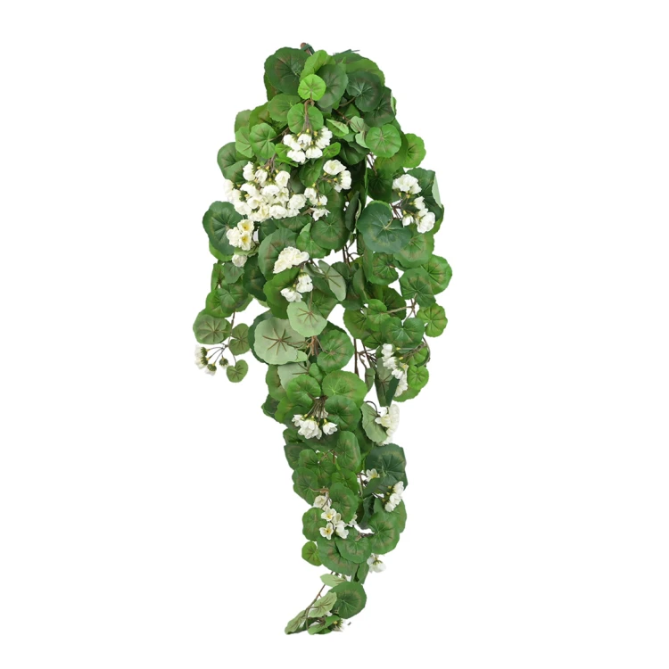 Sztuczny zwis pelargonii w kolorze białym 110 cm