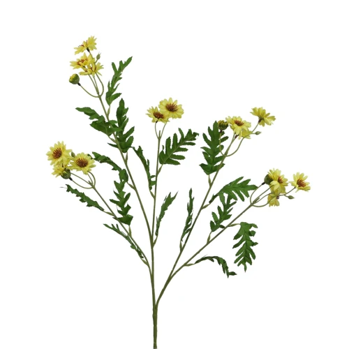 Kwiat sztuczny gałązka marcinków w kolorze jasno żółtym 84 cm
