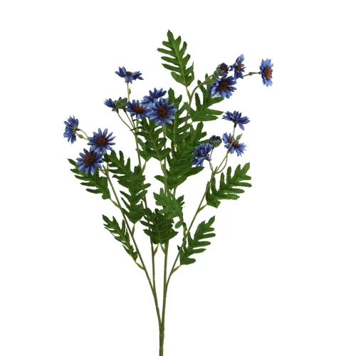 Kwiat sztuczny gałązka marcinków w kolorze niebieskim 84 cm