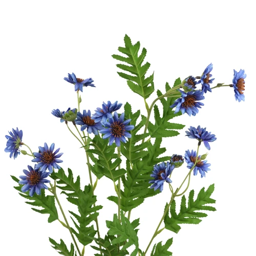 Kwiat sztuczny gałązka marcinków w kolorze niebieskim 84 cm