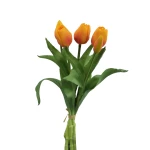 Sztuczny gumowy tulipan w wiązce x5 w kolorze pomarańczowym 30 cm