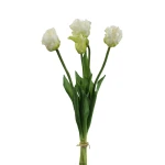 Sztuczny gumowy tulipan papuzi w wiązce w kolorze białym 47 cm