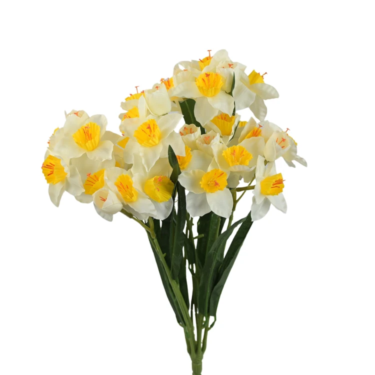Sztuczny bukiet żonkila w kolorze biało/żółtym 50 cm