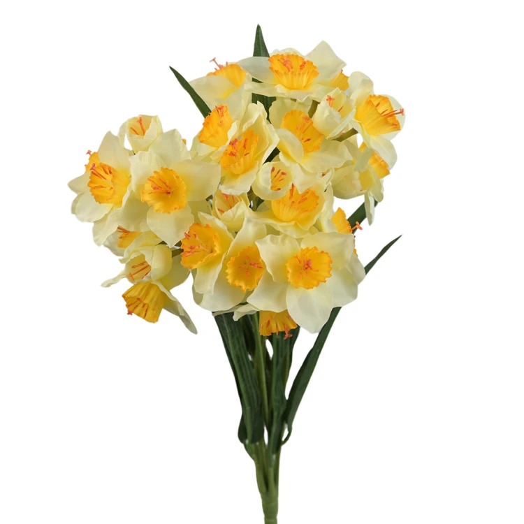 Sztuczny bukiet żonkila w kolorze biało/pomarańczowym 50 cm