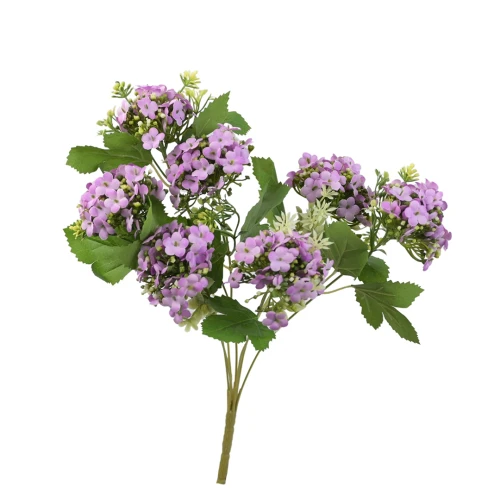 Sztuczny bukiet ozdobnych kwiatów x7 w kolorze fioletowym 44 cm