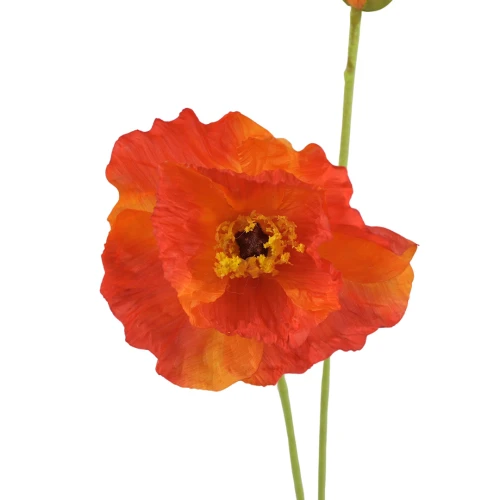 Sztuczny mak w kolorze pomarańczowo-czerwonym 110 cm