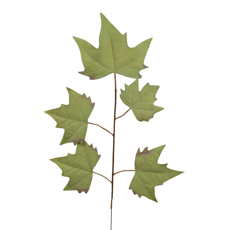Sztuczny liść klonu w kolorze jasno zielonym 55 cm