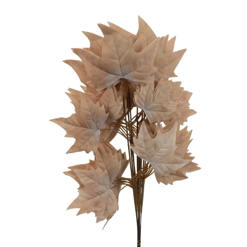 Sztuczny liść klonu w kolorze jasno brązowym 55 cm