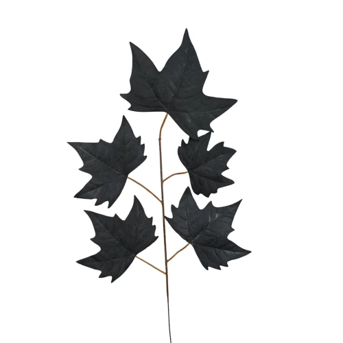 Sztuczny liść klonu w kolorze czarnym 55 cm