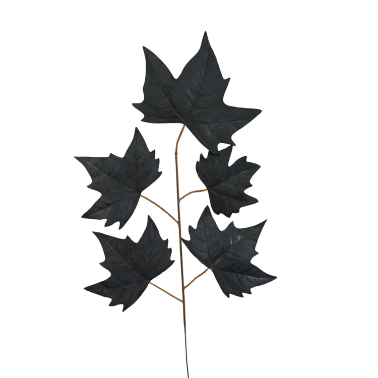 Sztuczny liść klonu w kolorze czarnym 55 cm