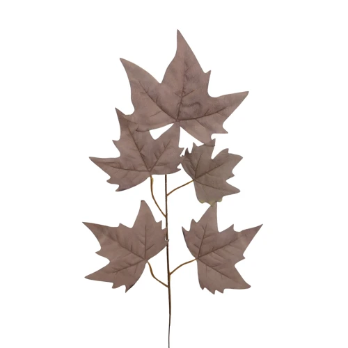 Sztuczny liść klonu w kolorze jasno brodowym 55 cm