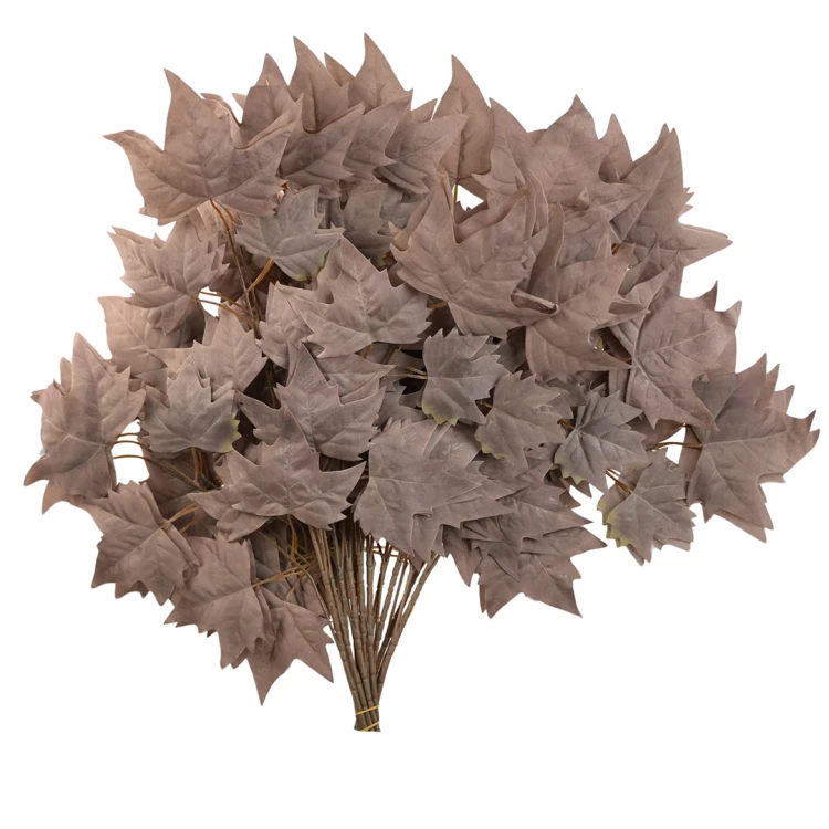 Sztuczny duży liść klonu w kolorze jasno bordowym 68 cm