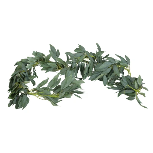 Sztuczna girlanda liść laurowy w kolorze ciemnym zielonym 190 cm