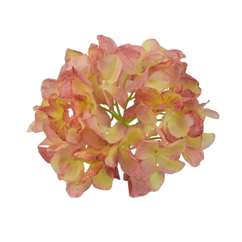 Kwiat sztuczny głowa hortensji w kolorze czerwono/żółtym 18 cm