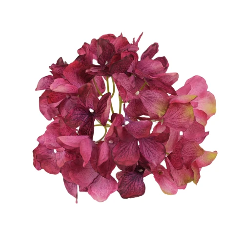 Kwiat sztuczny głowa hortensji w kolorze malinowym 18 cm