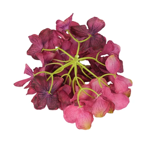 Kwiat sztuczny głowa hortensji w kolorze malinowym 18 cm