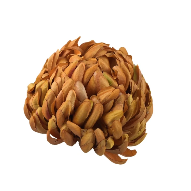 Sztuczna chryzantema czesana w kolorze złoto/brązowym 14 cm